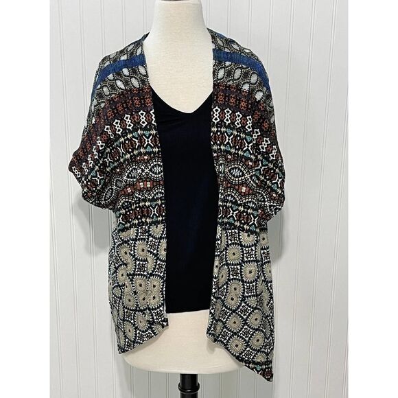 Desigual Jamil Geometric Short Sleeve Cardigan Tank Top Combo Small Black Red - Picture 10 of 14